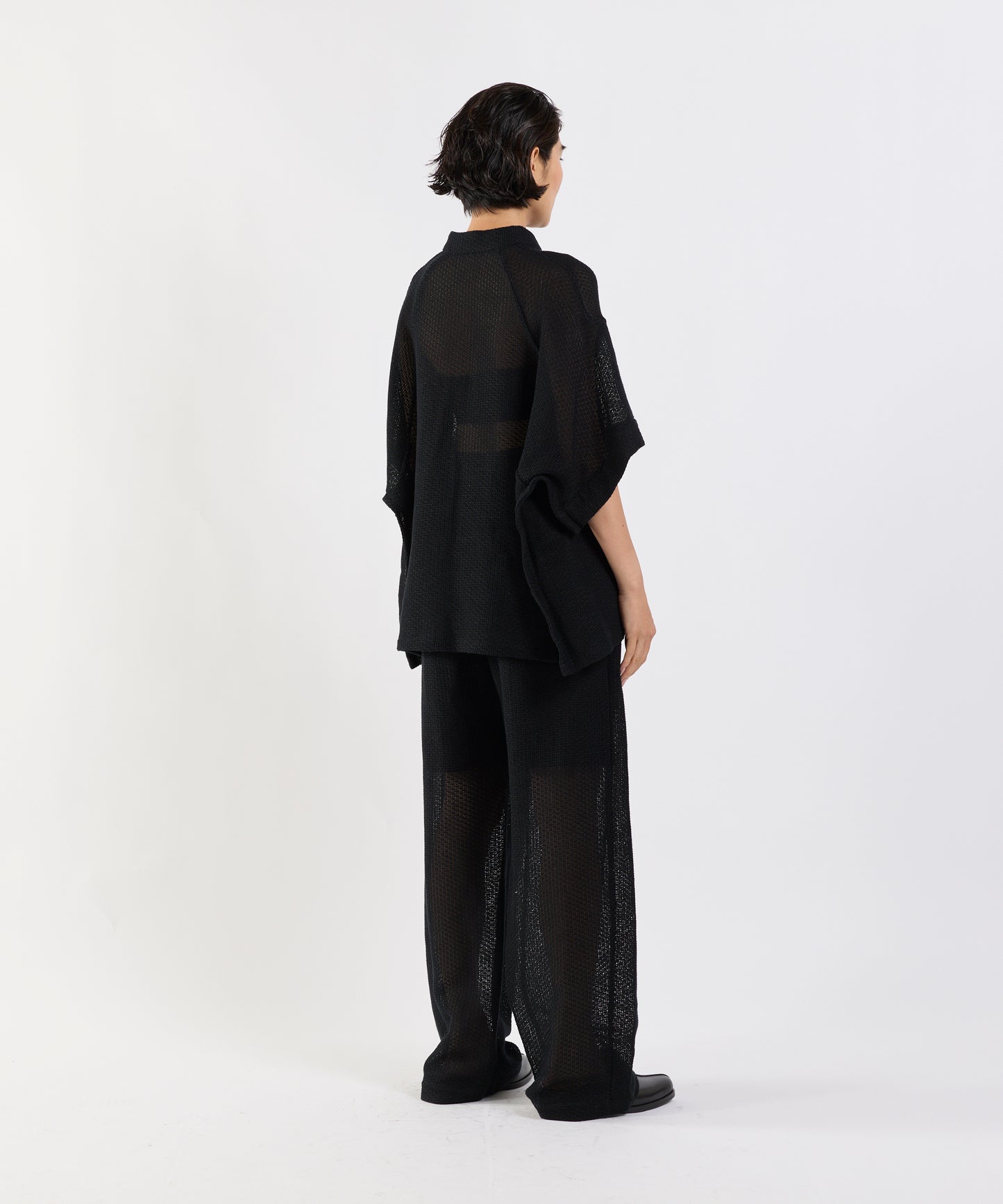 【26SS予約商品】Half-Sleeve Pullover Mesh Top BLACK