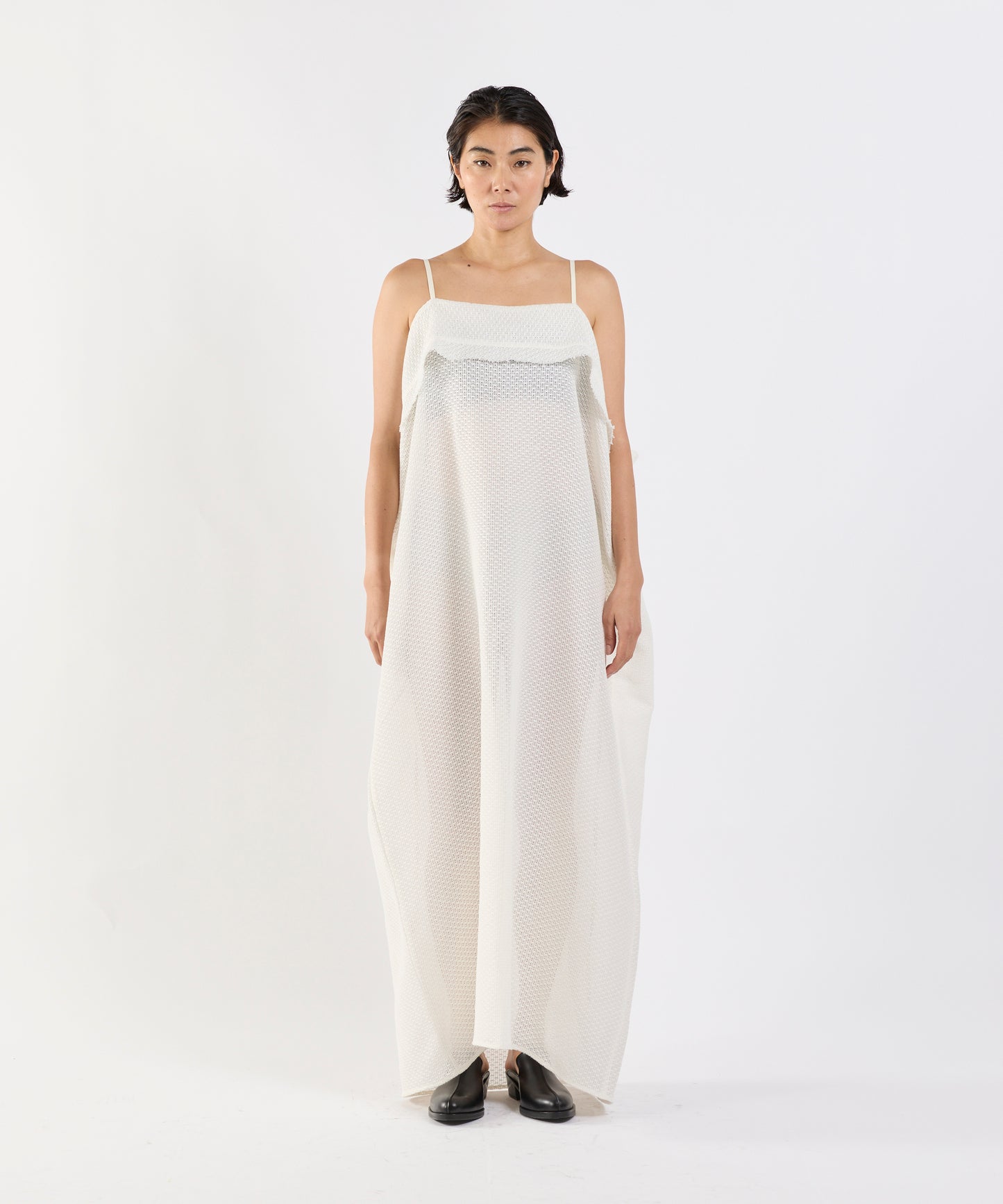 【26SS予約商品】Draped Mesh Slip Dress BLACK