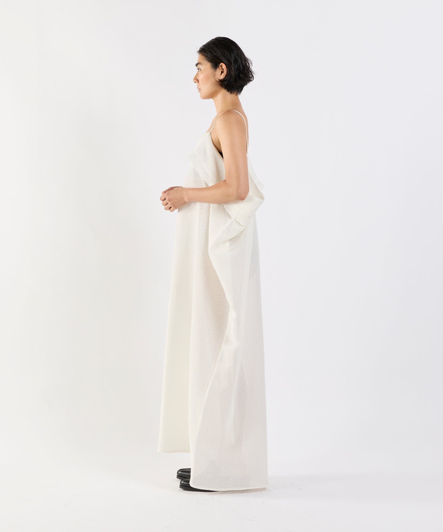 【26SS予約商品】Draped Mesh Slip Dress BLACK