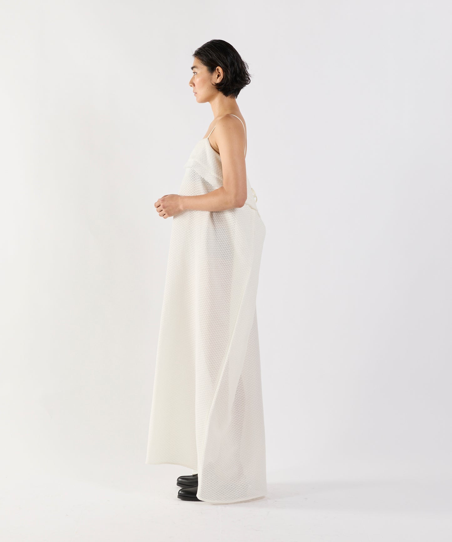 【26SS予約商品】Draped Mesh Slip Dress BLACK