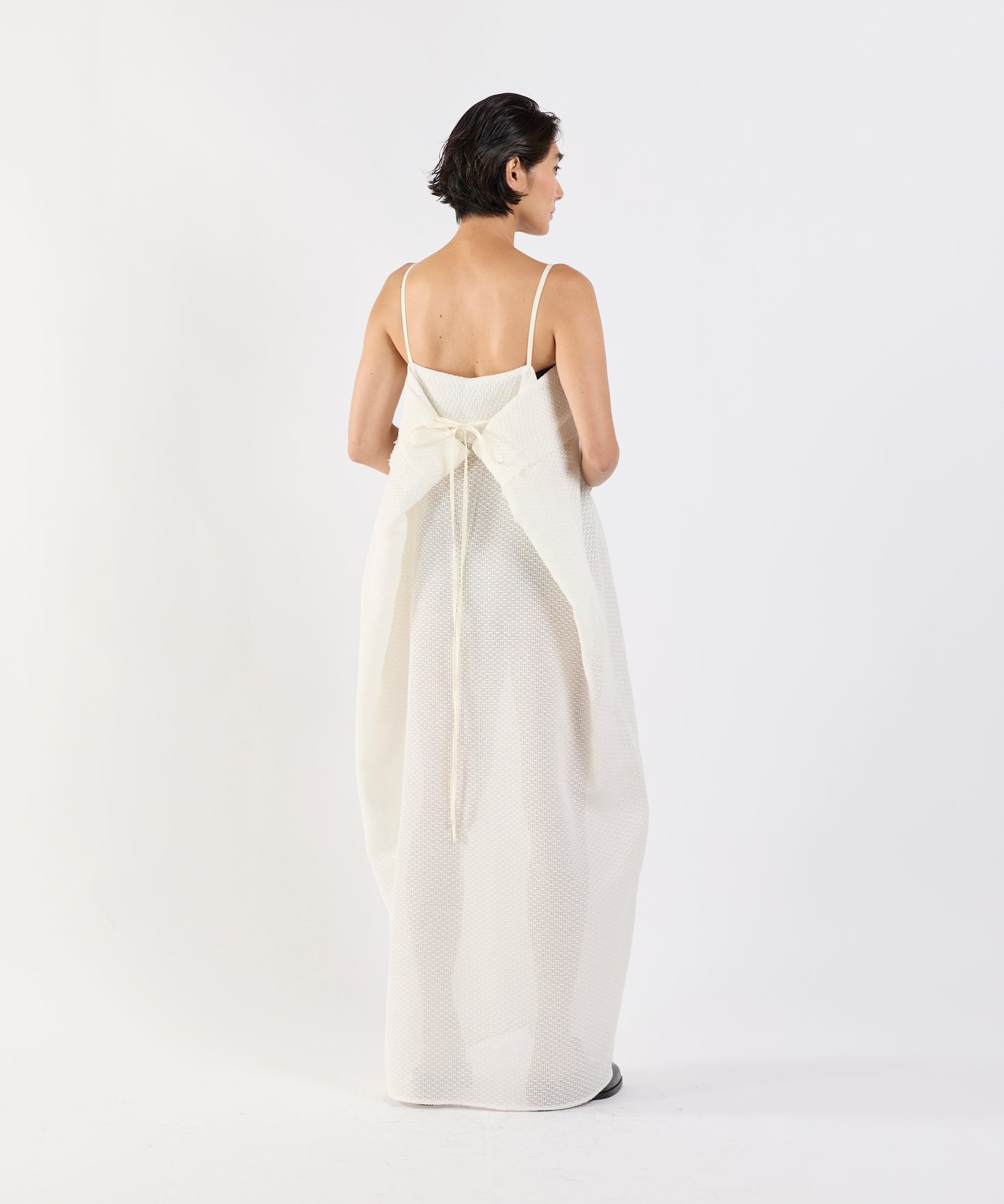 【26SS予約商品】Draped Mesh Slip Dress BLACK