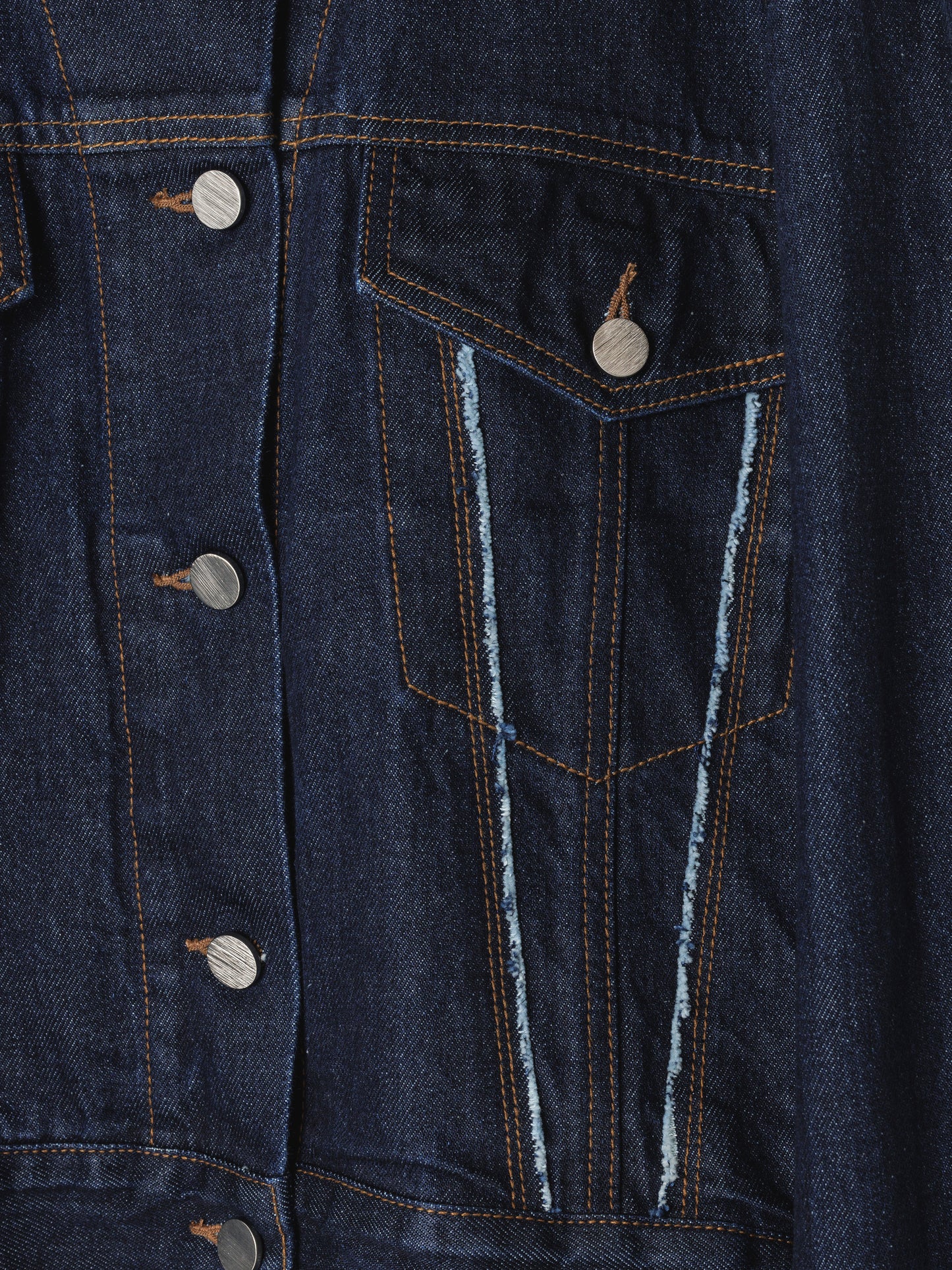 OPEN SLEEVE DENIM JACKET DARK BLUE