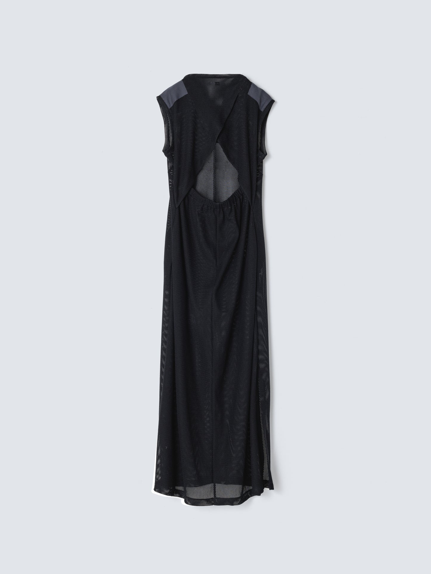 SHOULDER PATCH MESH DRESS BLACK