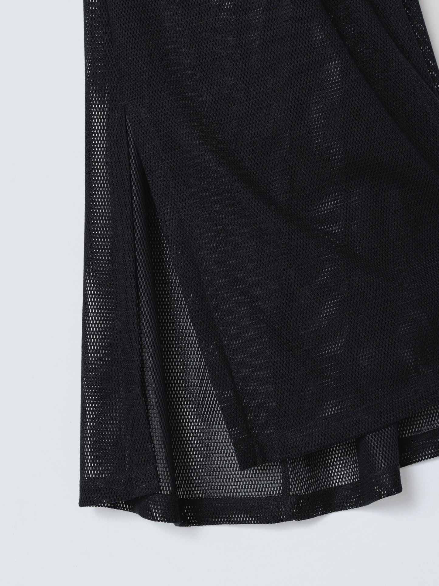 SHOULDER PATCH MESH DRESS BLACK