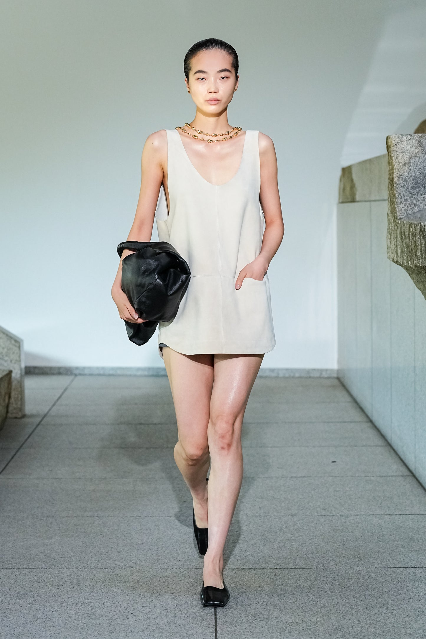 【26SS予約商品】Paneled Suede Tank Top LIGHT BEIGE