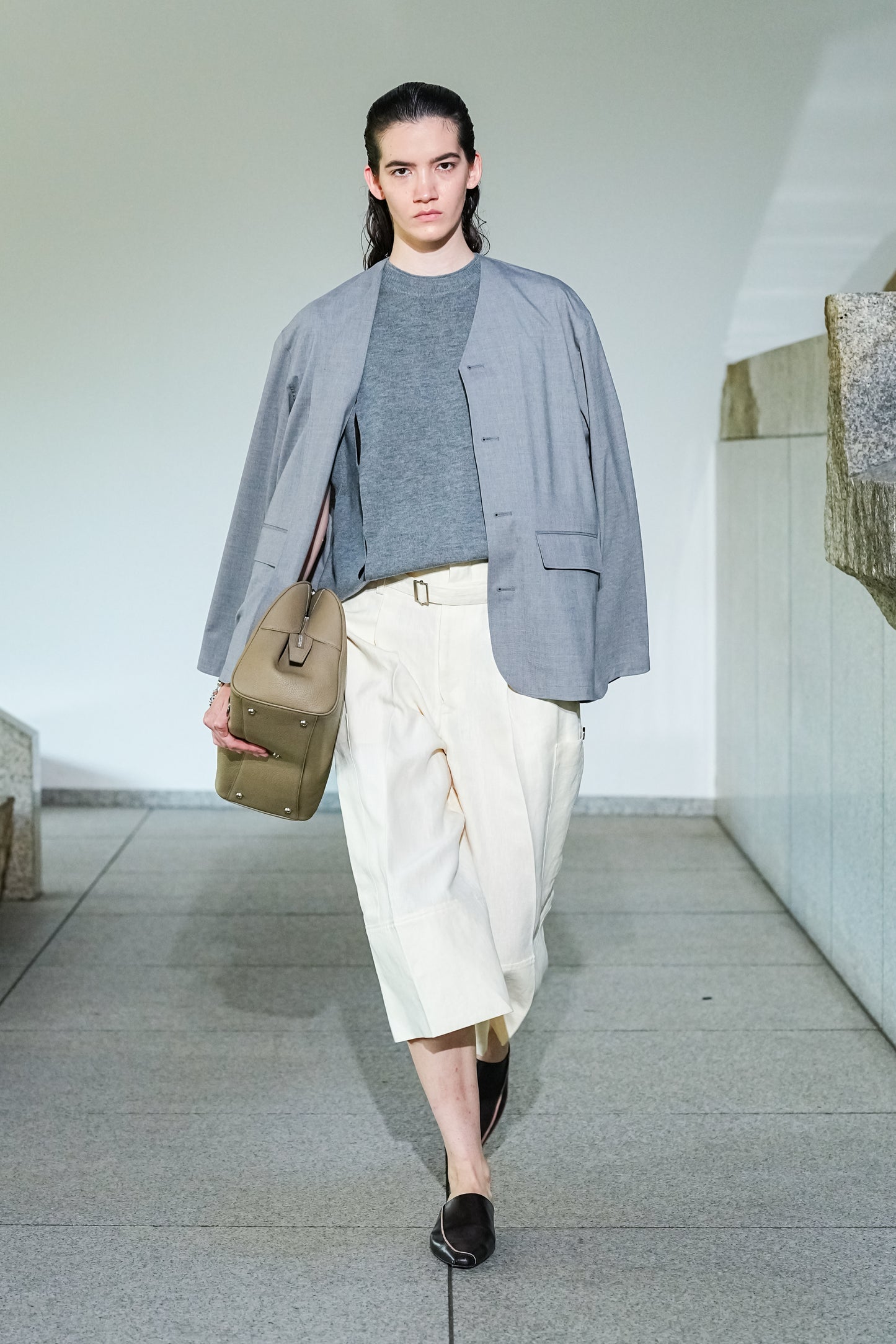 LINEN WAIST BELT CROP PANTS CREAM