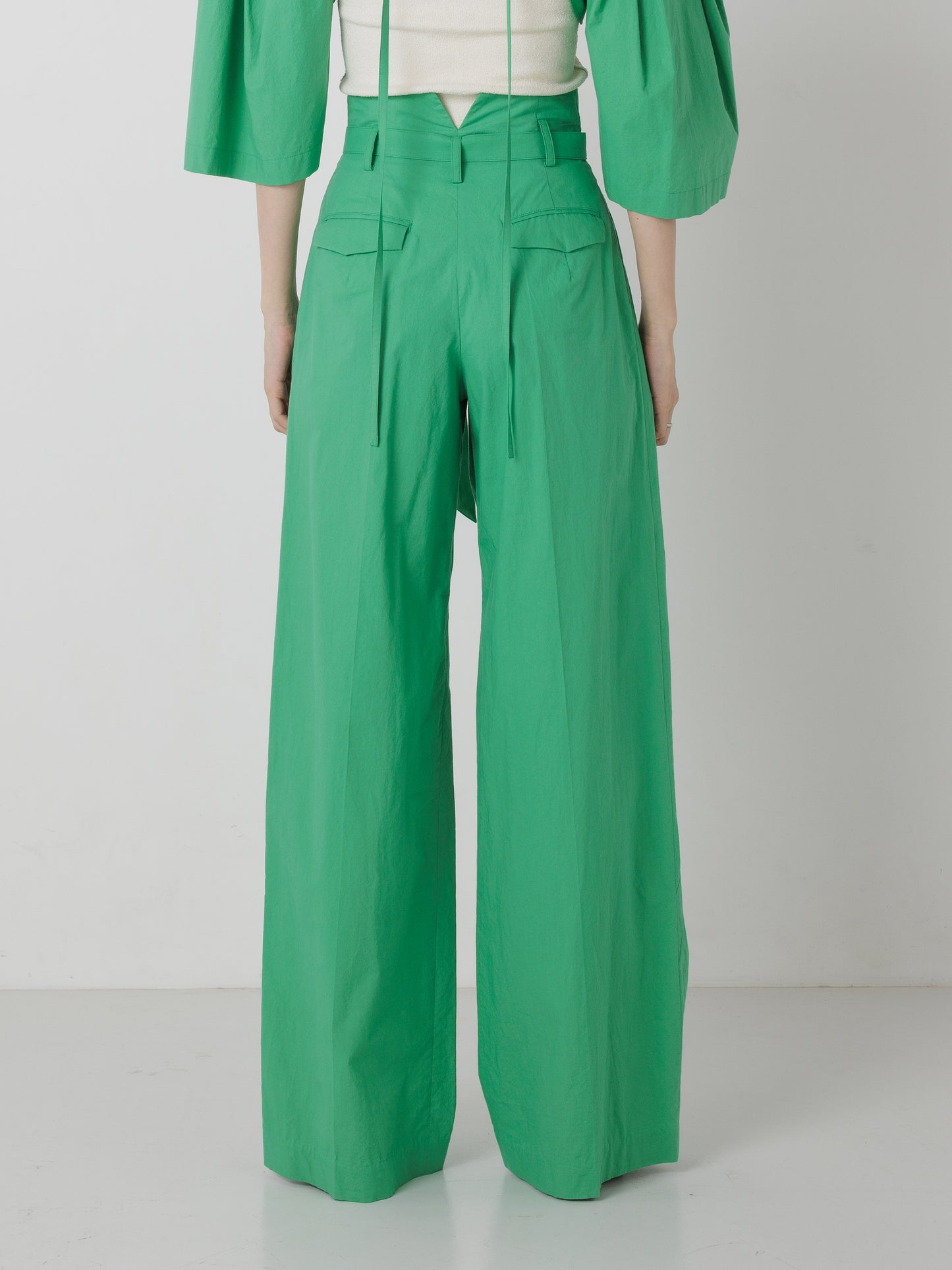 WAIST BELT WIDE PANTS GREEN