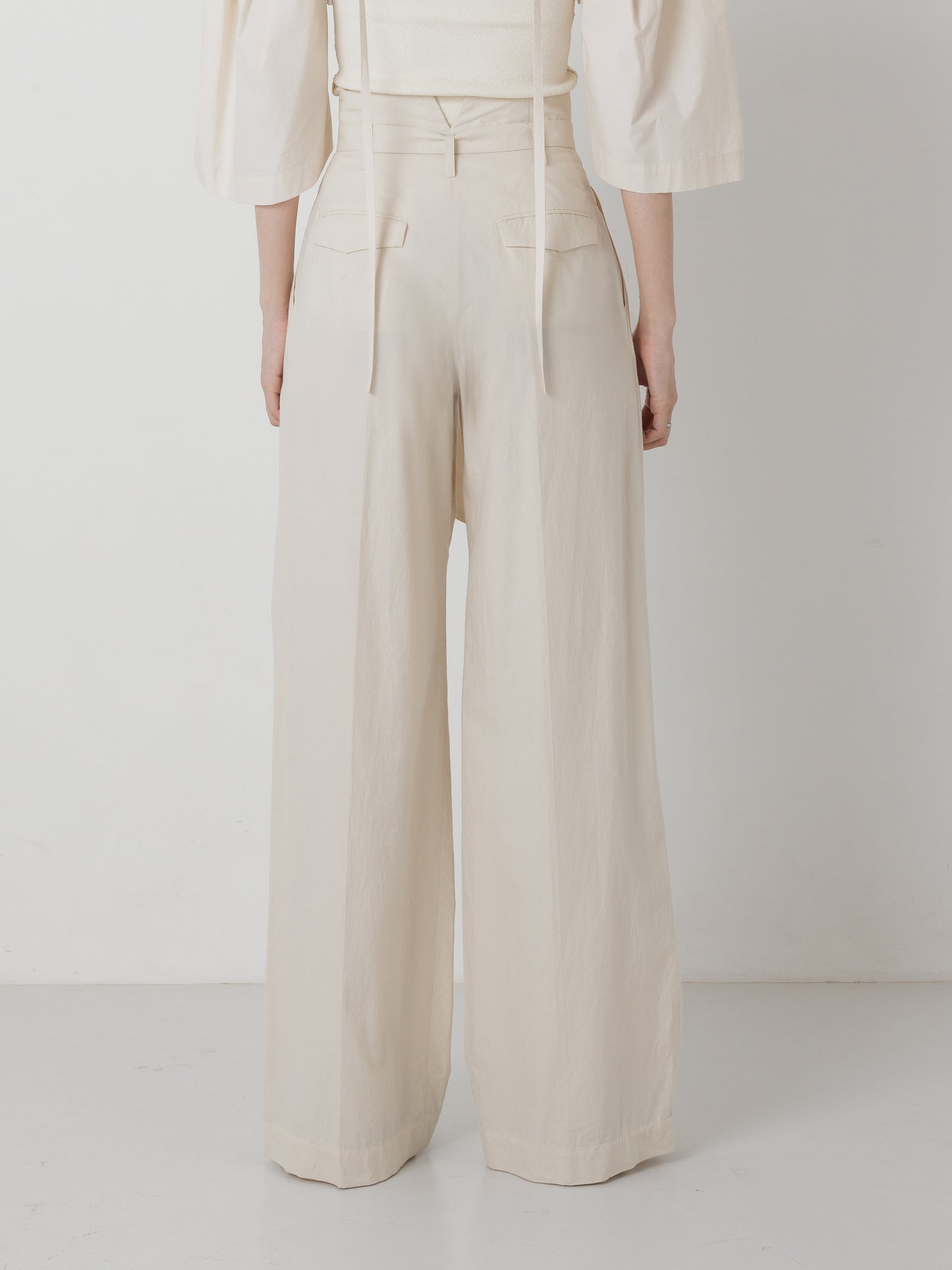 WAIST BELT WIDE PANTS ECRU