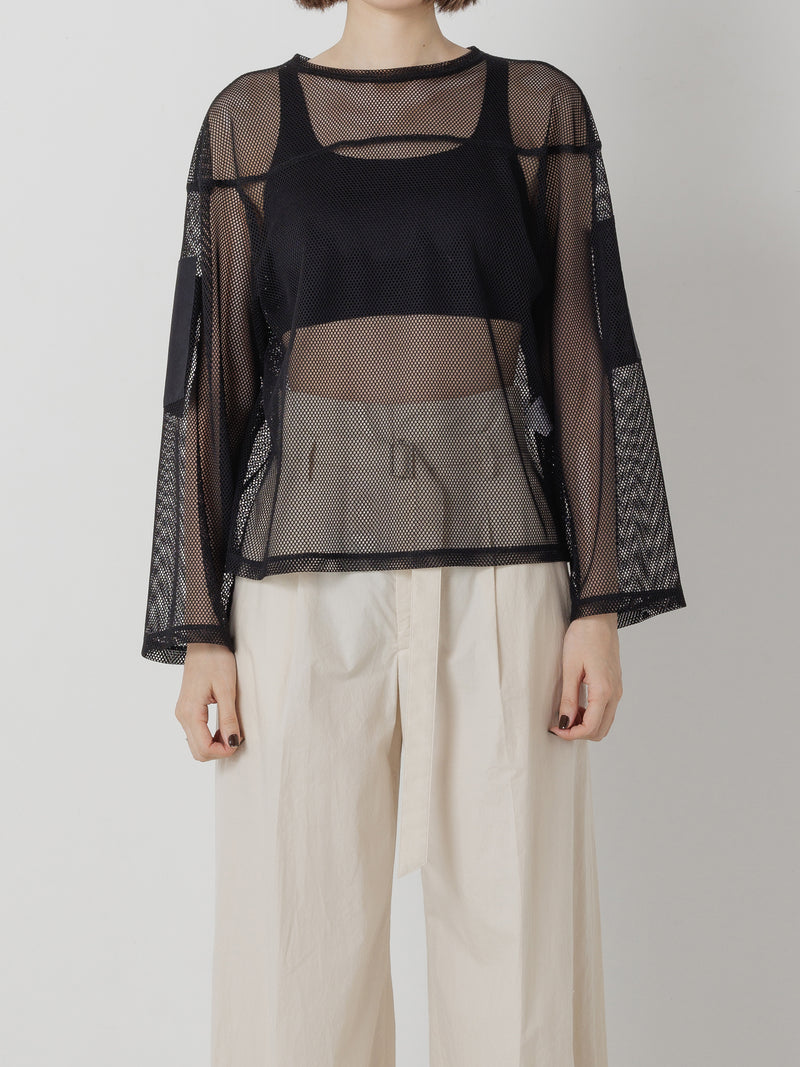 ELBOW PATCH MESH TOPS BLACK