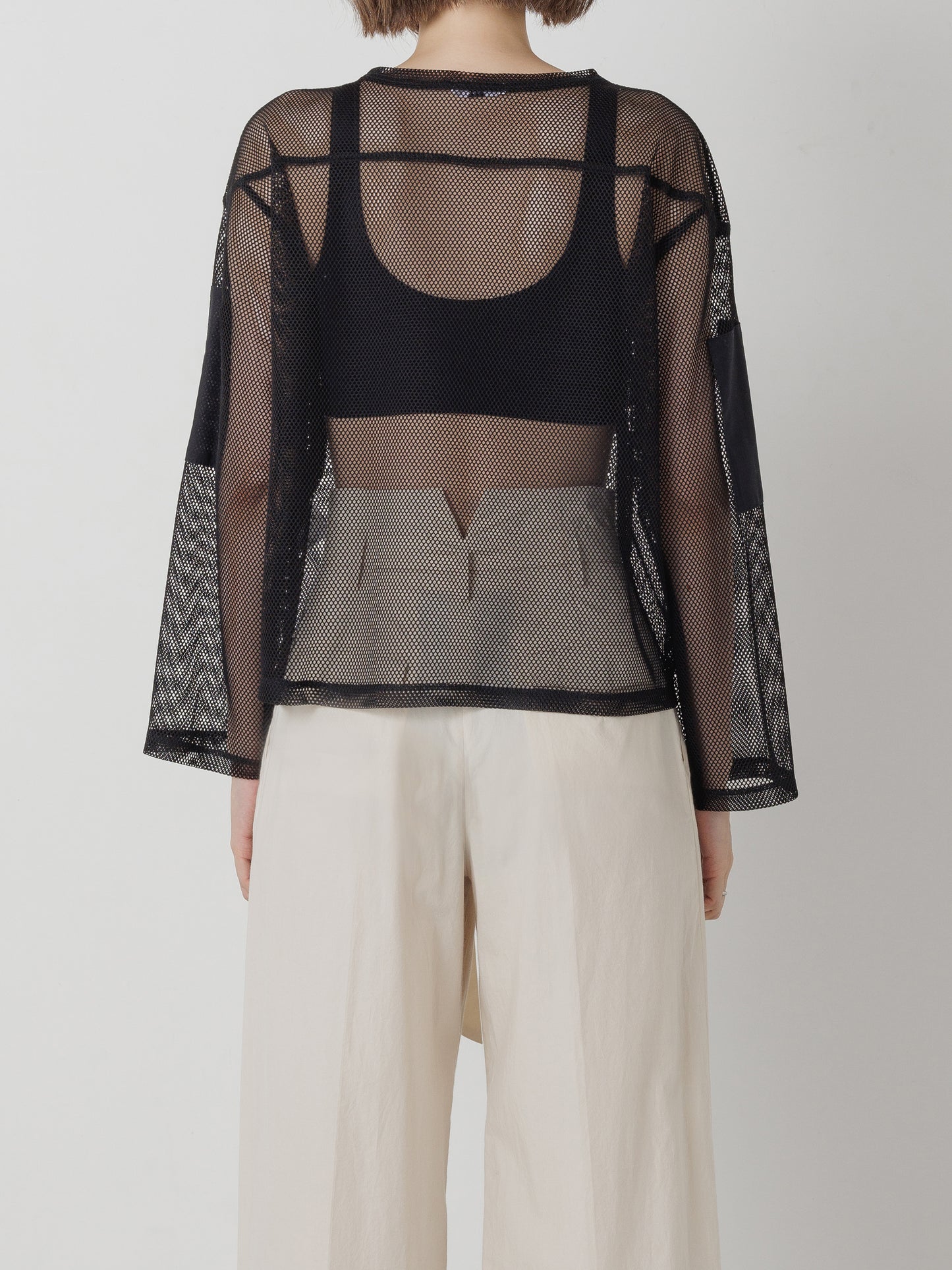 ELBOW PATCH MESH TOPS BLACK