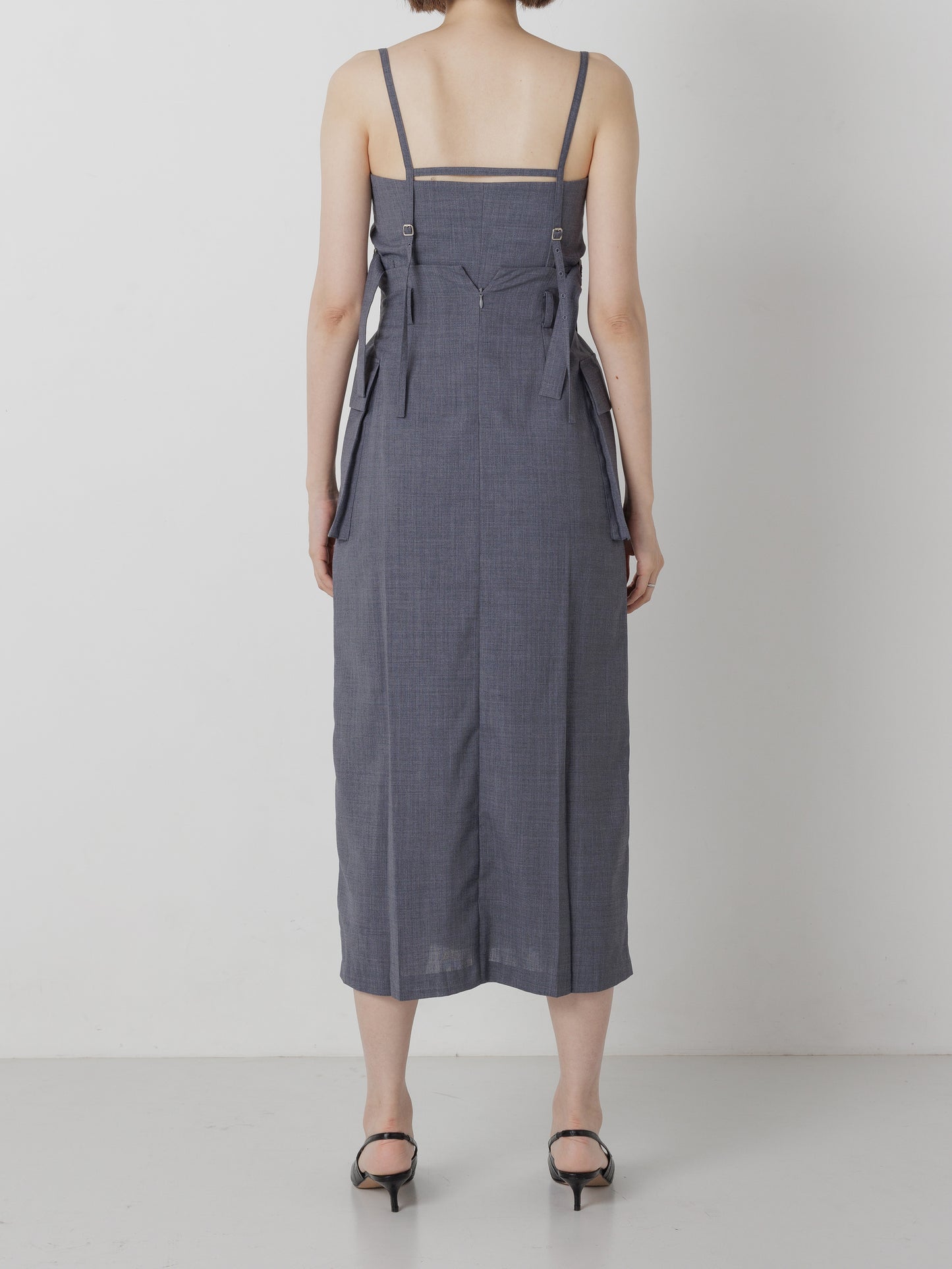 SUMMER WOOL SUSPENDER SKIRT GREY