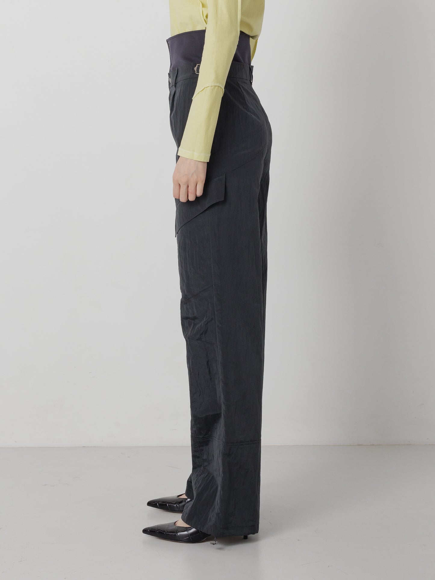 LAYERD NYLON PANTS BLACK