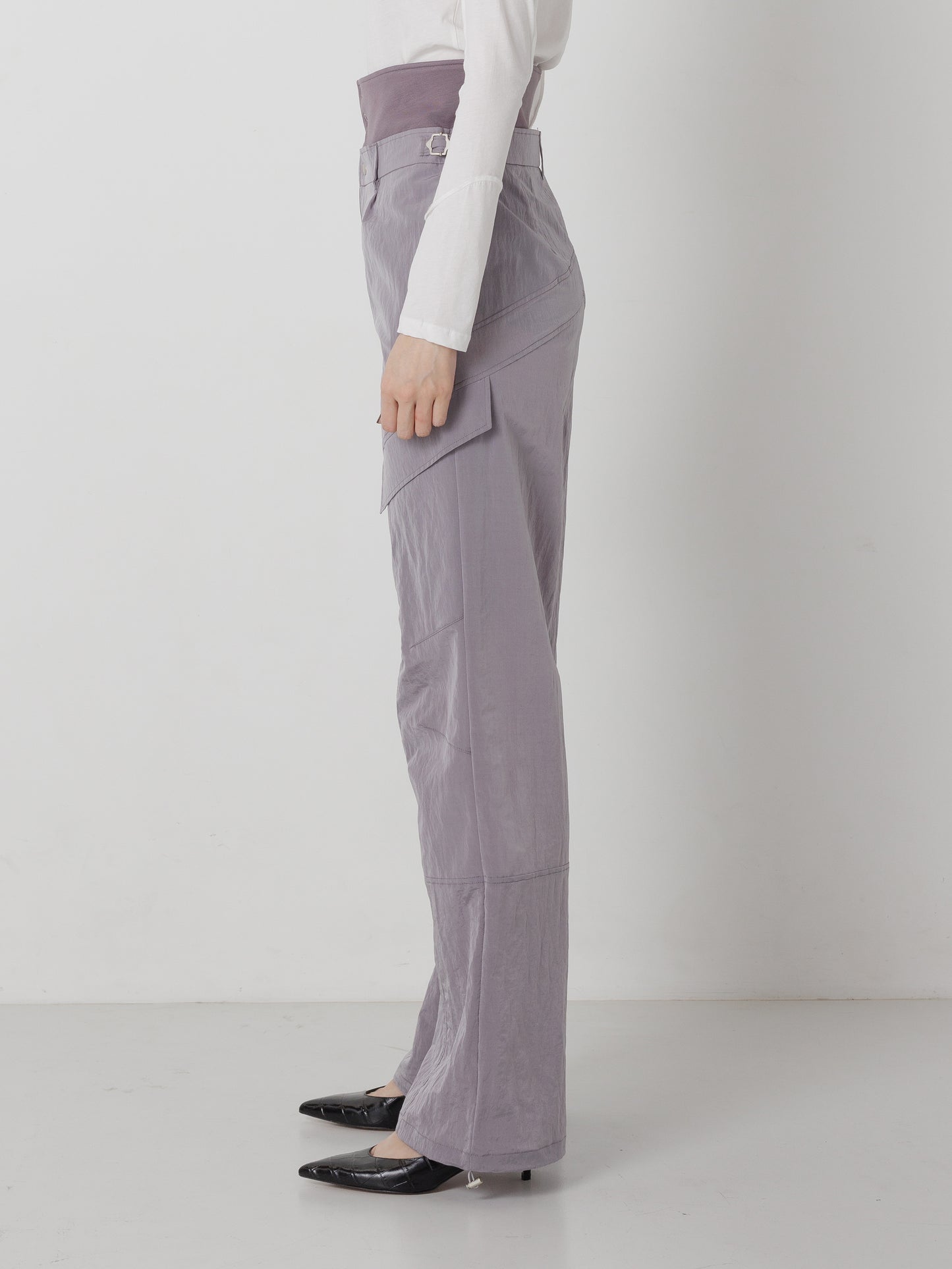 LAYERD NYLON PANTS L.PURPLE