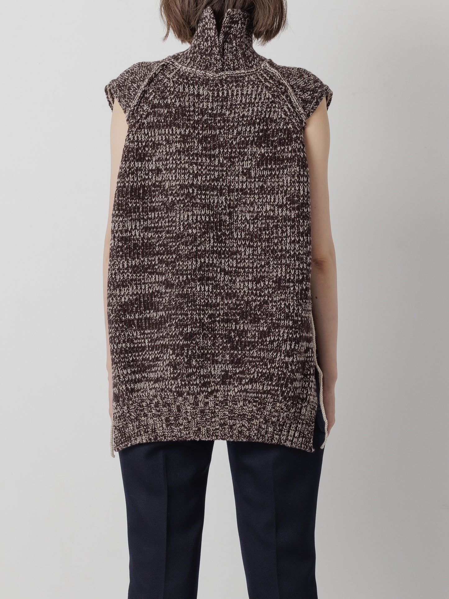 COLOR STITCH LOWGAUGE VEST BROWN MIX