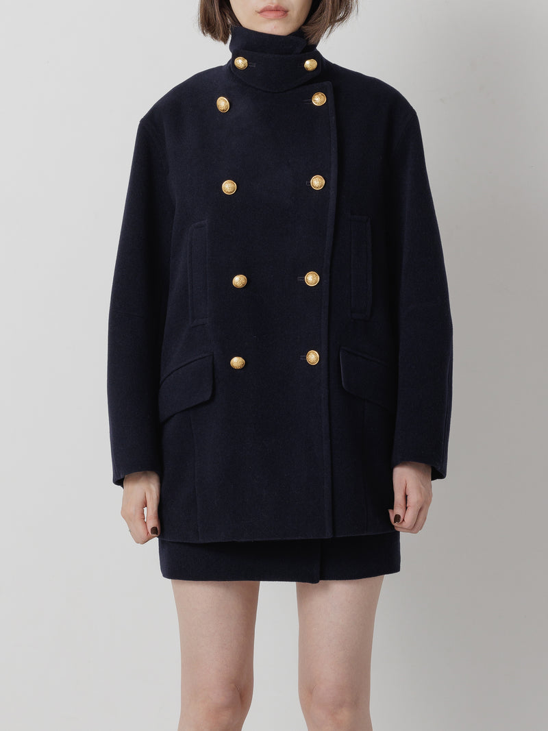 WOOL COCOON PEACOAT NAVY