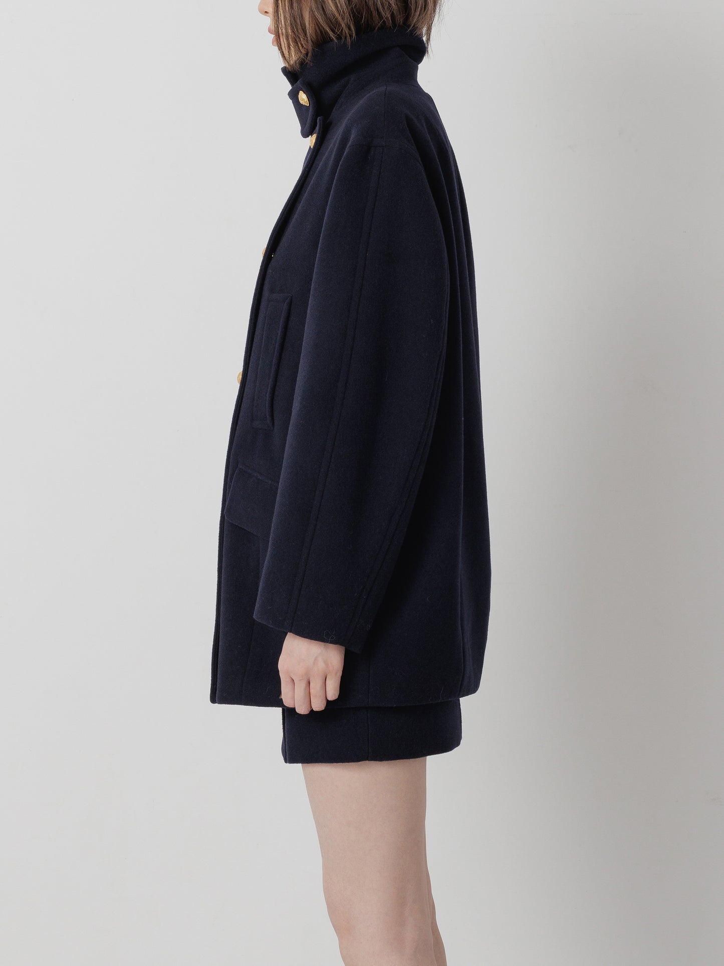 WOOL COCOON PEACOAT NAVY