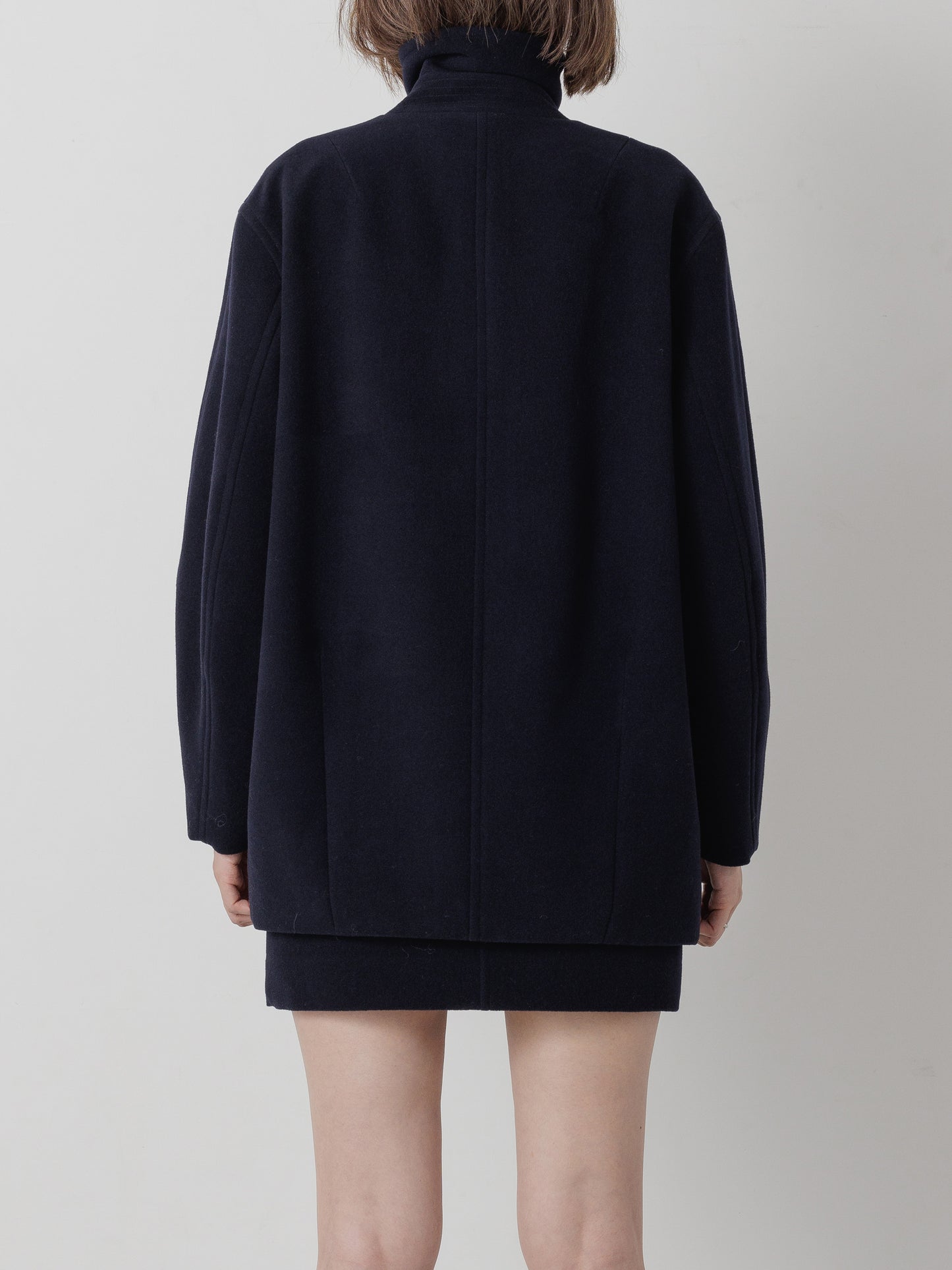 WOOL COCOON PEACOAT NAVY