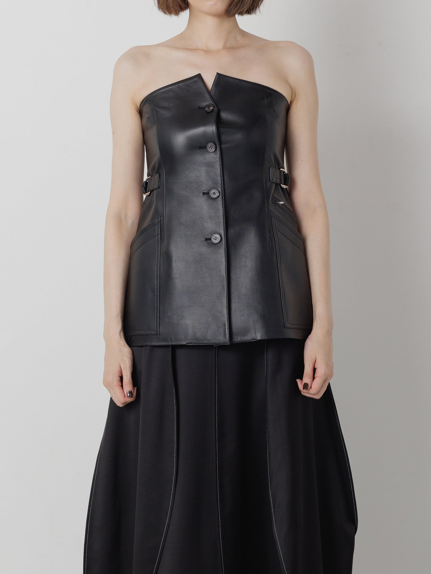 LAMB LEATHER BUSTIER BLACK