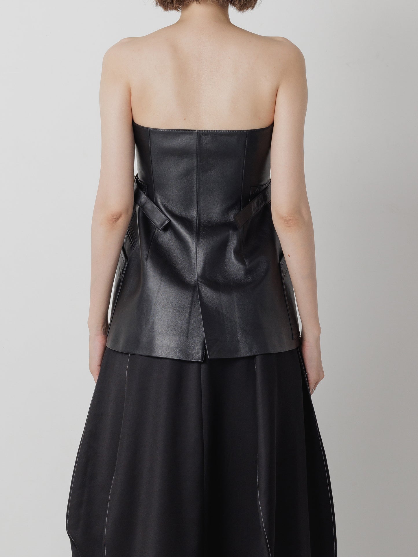 LAMB LEATHER BUSTIER BLACK