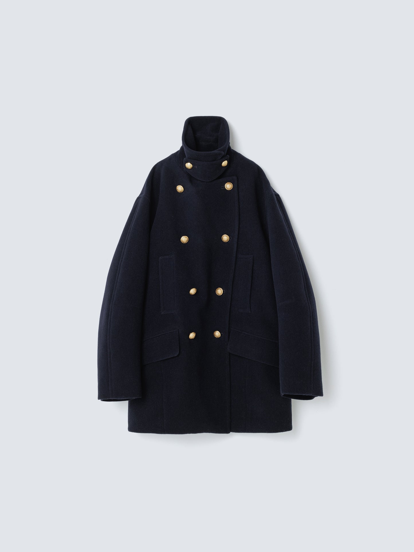 WOOL COCOON PEACOAT NAVY