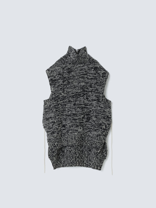 COLOR STITCH LOWGAUGE VEST BLACK MIX