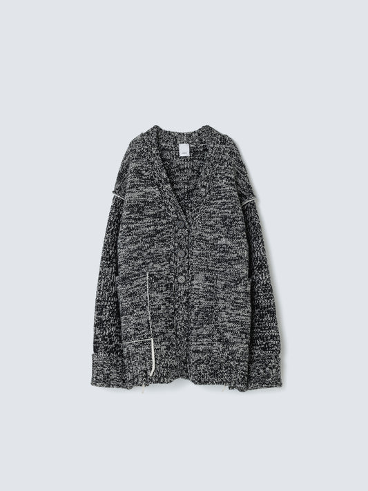 COLOR STITCH LOWGAUGE CARDIGAN BLACK MIX