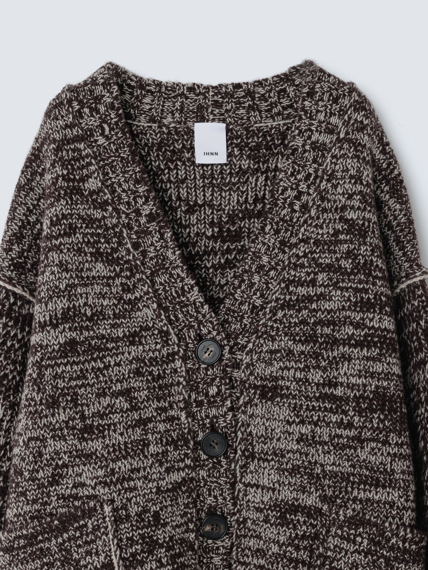 COLOR STITCH LOWGAUGE CARDIGAN BROWN MIX