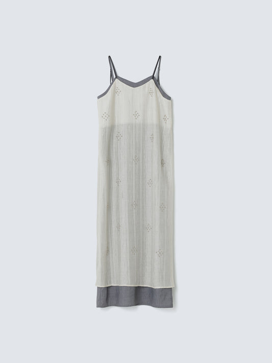 STUDS LAYERD DRESS ECRU/GREY