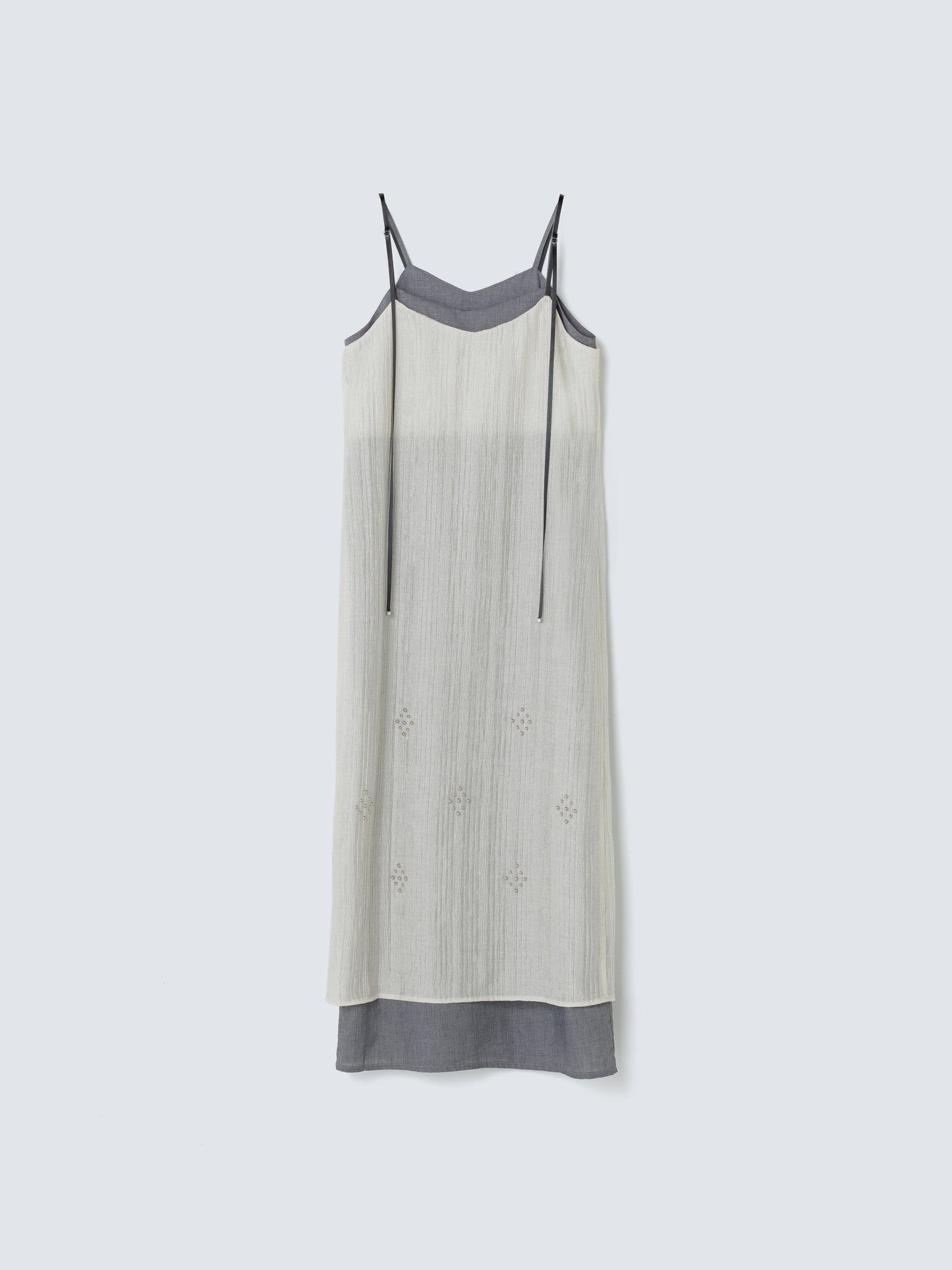 STUDS LAYERD DRESS ECRU/GREY