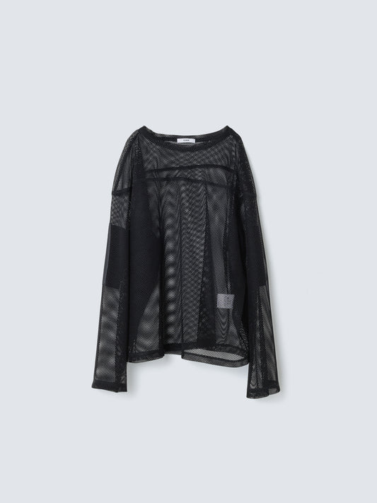 ELBOW PATCH MESH TOPS BLACK