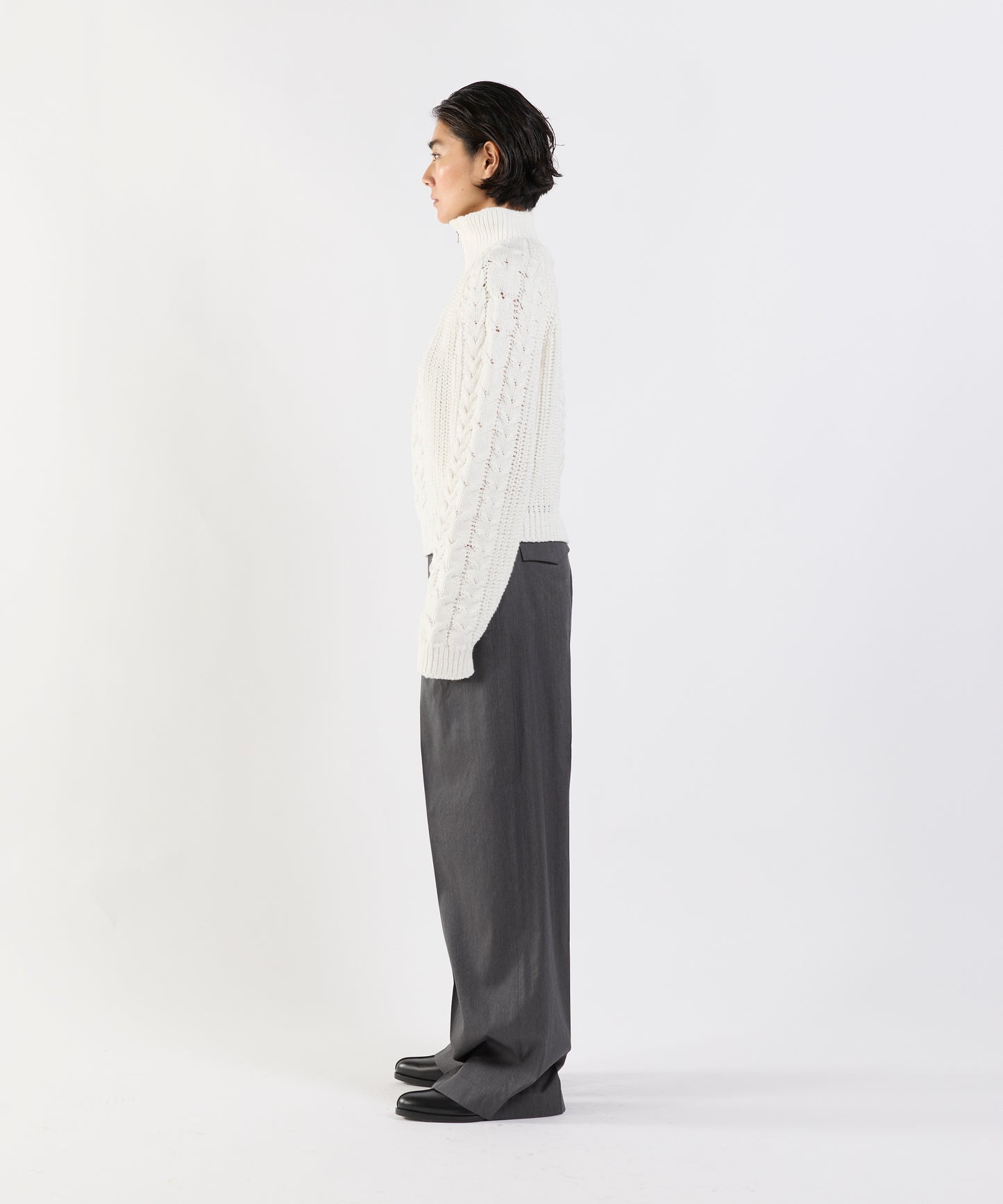 【26SS予約商品】Cable Half-Zip Knit Pullover WHITE