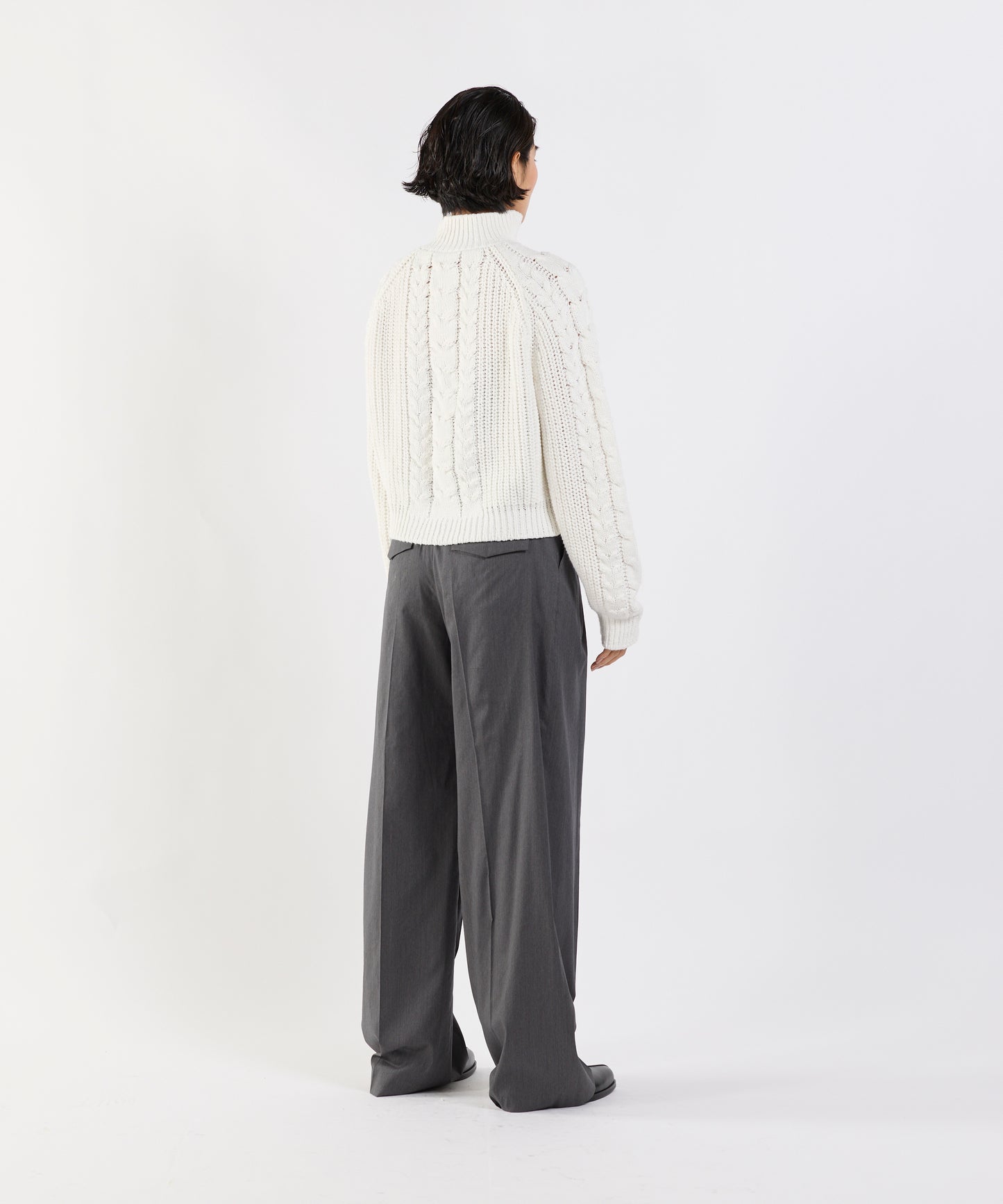 【26SS予約商品】Cable Half-Zip Knit Pullover WHITE