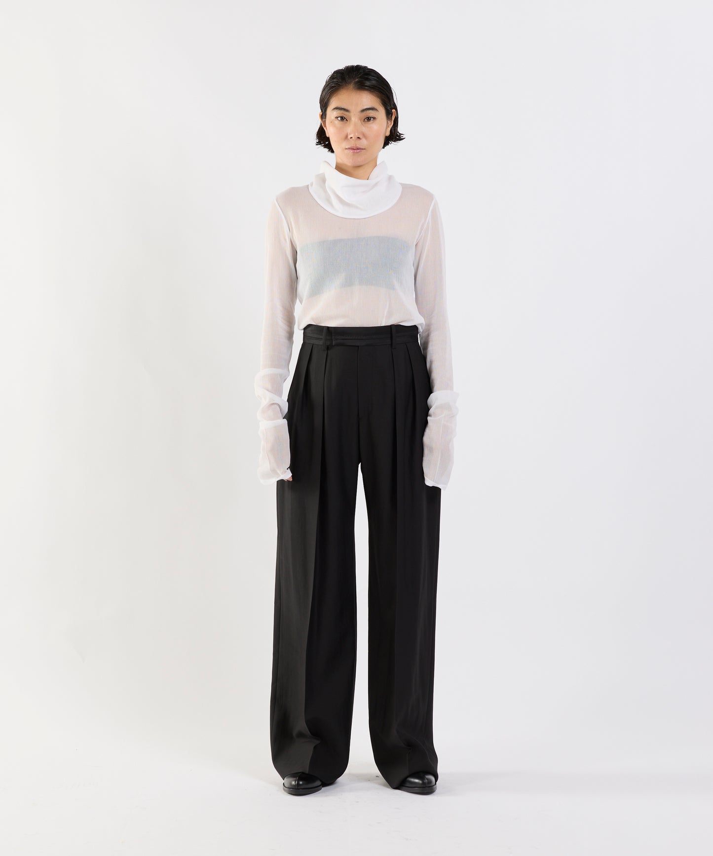 【26SS予約商品】Pintuck Belt Trousers BLACK