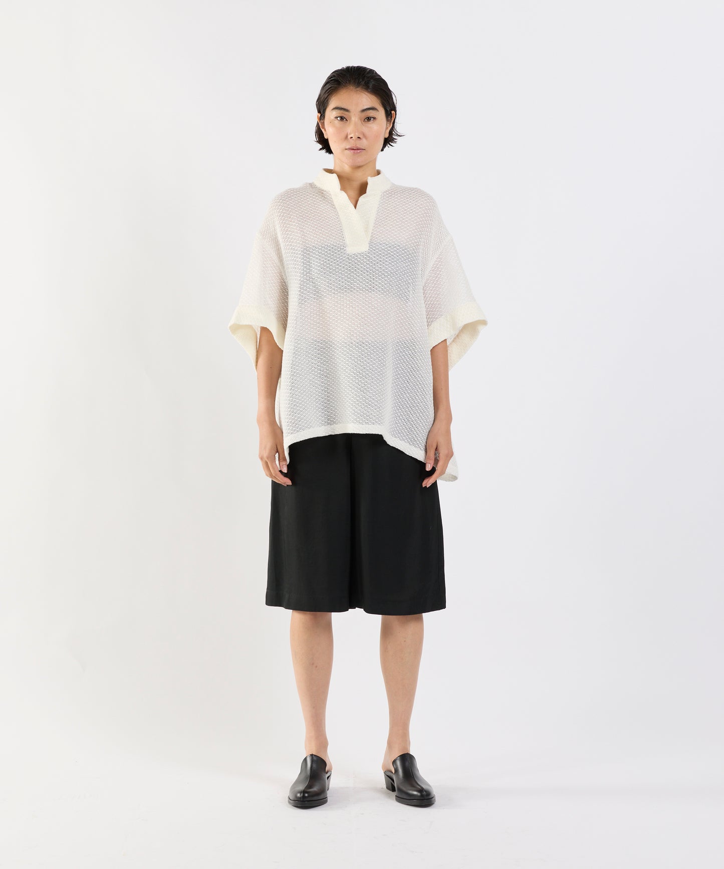 【26SS予約商品】Half-Sleeve Pullover Mesh Top WHITE