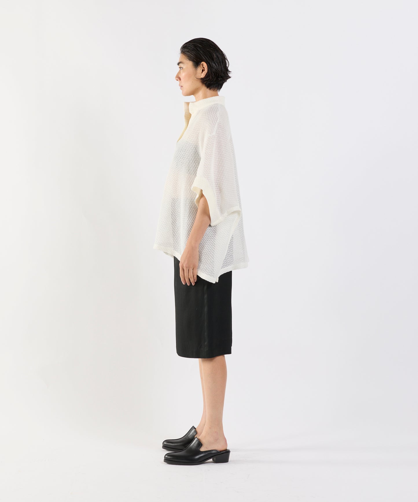 【26SS予約商品】Half-Sleeve Pullover Mesh Top WHITE
