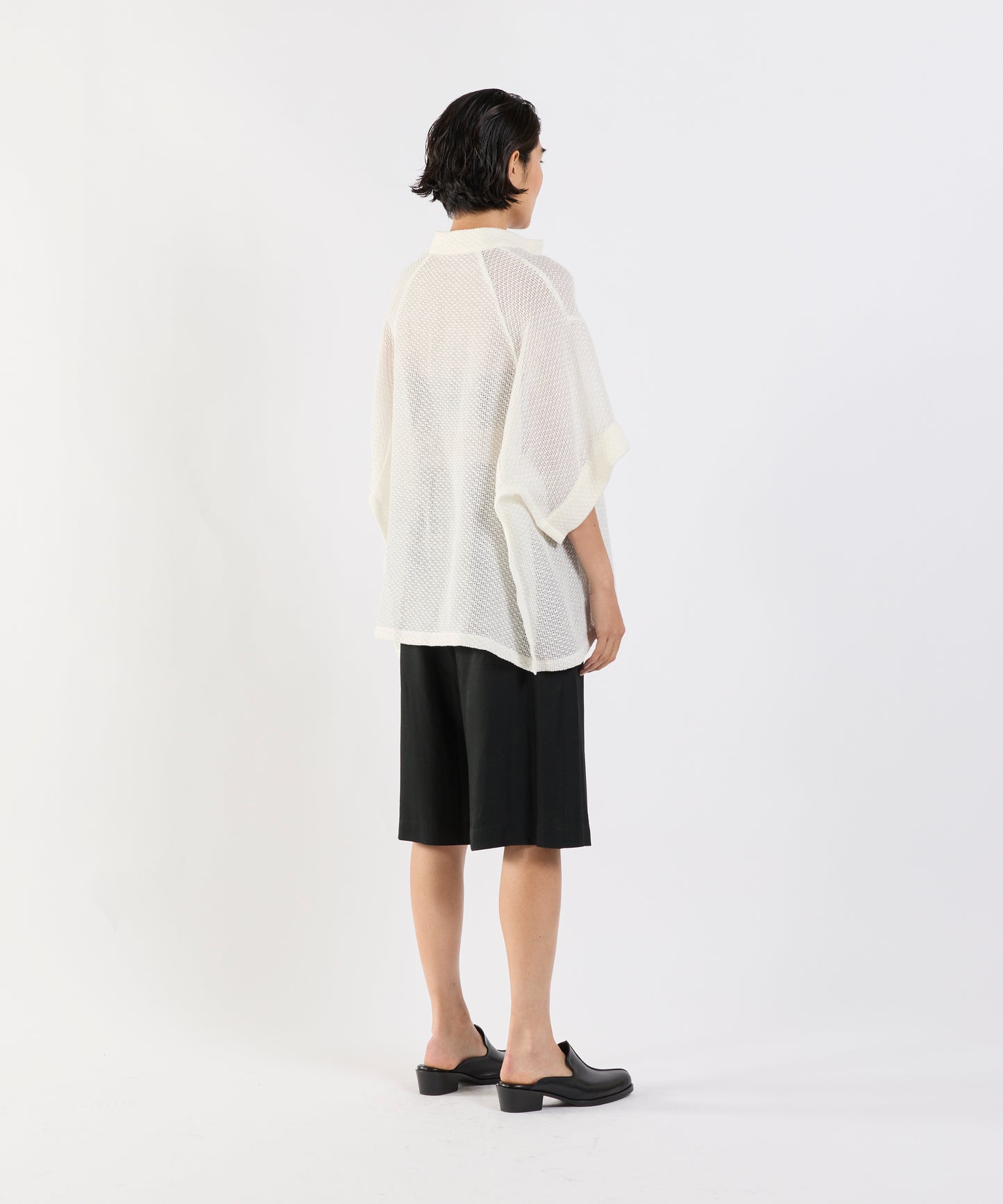 【26SS予約商品】Half-Sleeve Pullover Mesh Top WHITE