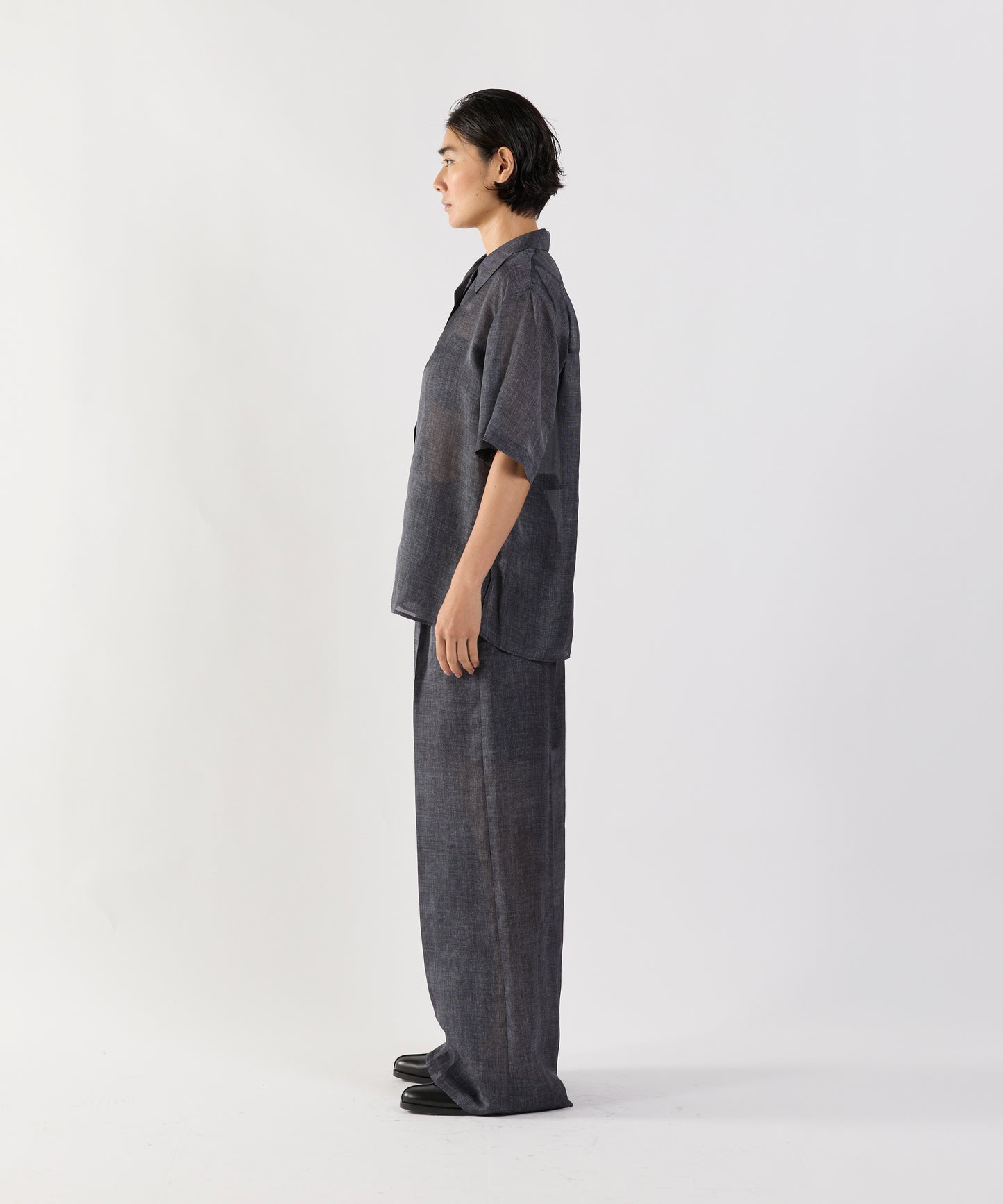 【26SS予約商品】Denim-Print Organza Shirts BLACK
