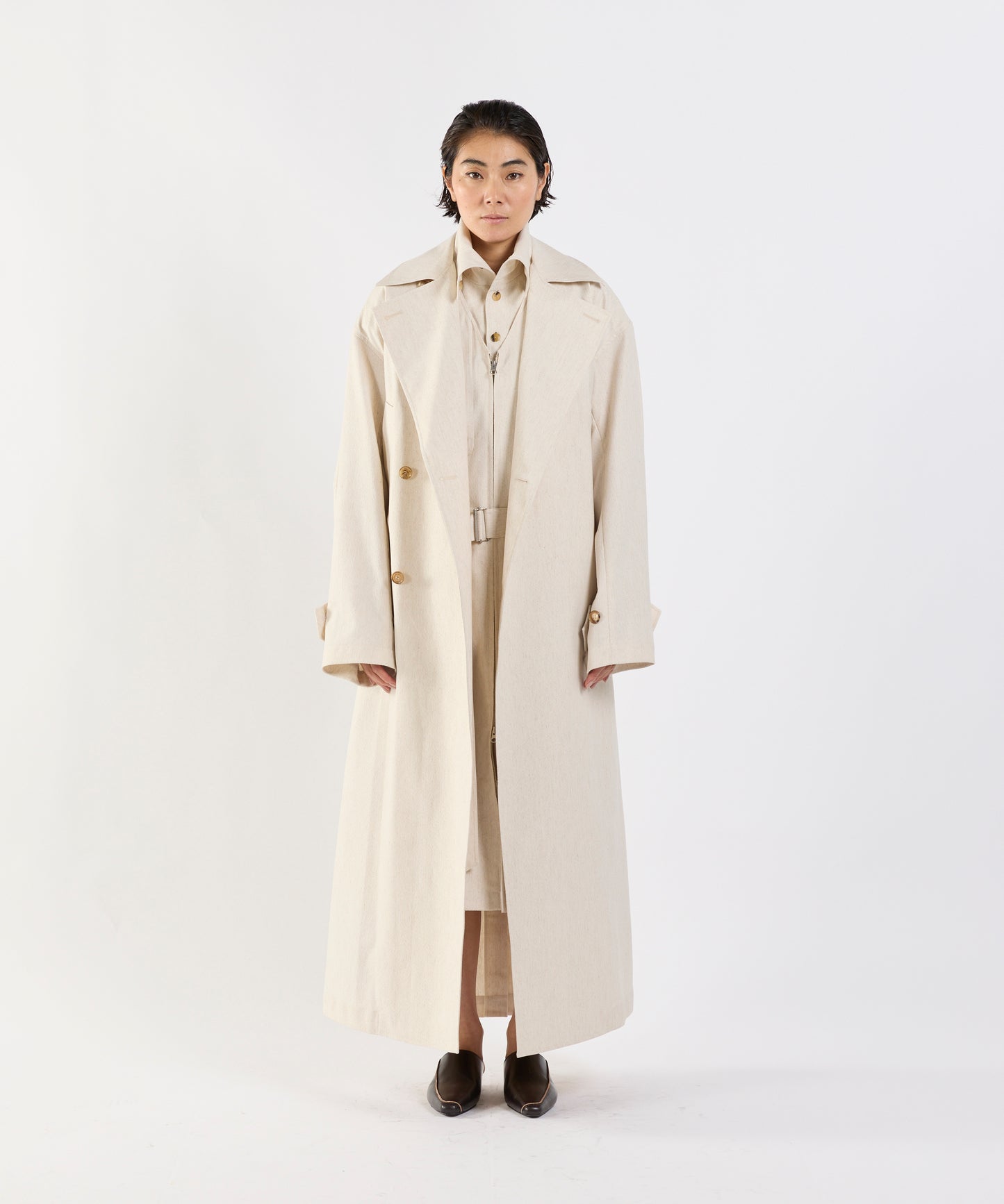 【26SS予約商品】Low-Waisted Belted Trench Coat IVORY