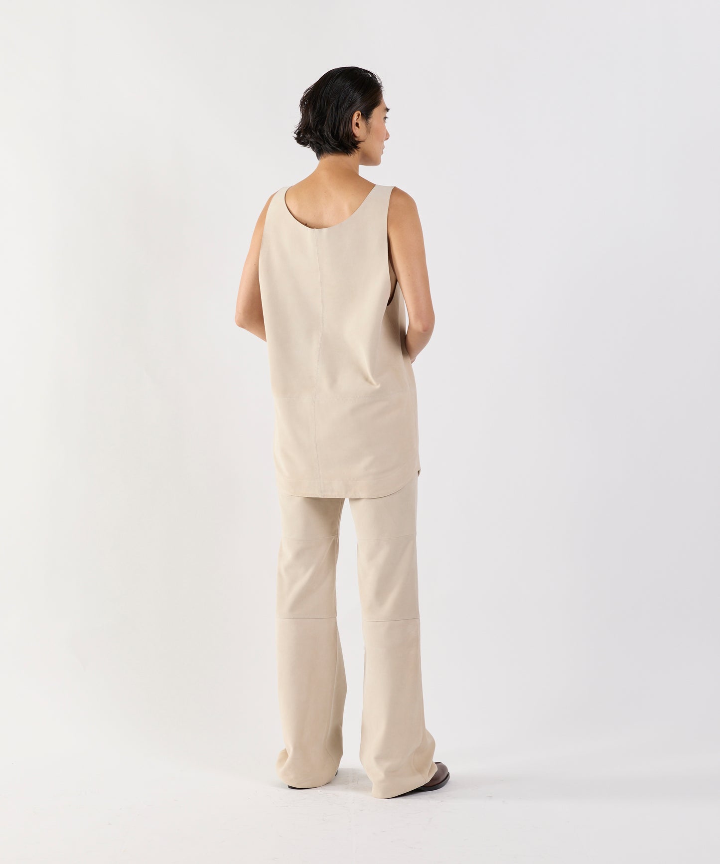 【26SS予約商品】Paneled Suede Tank Top LIGHT BEIGE