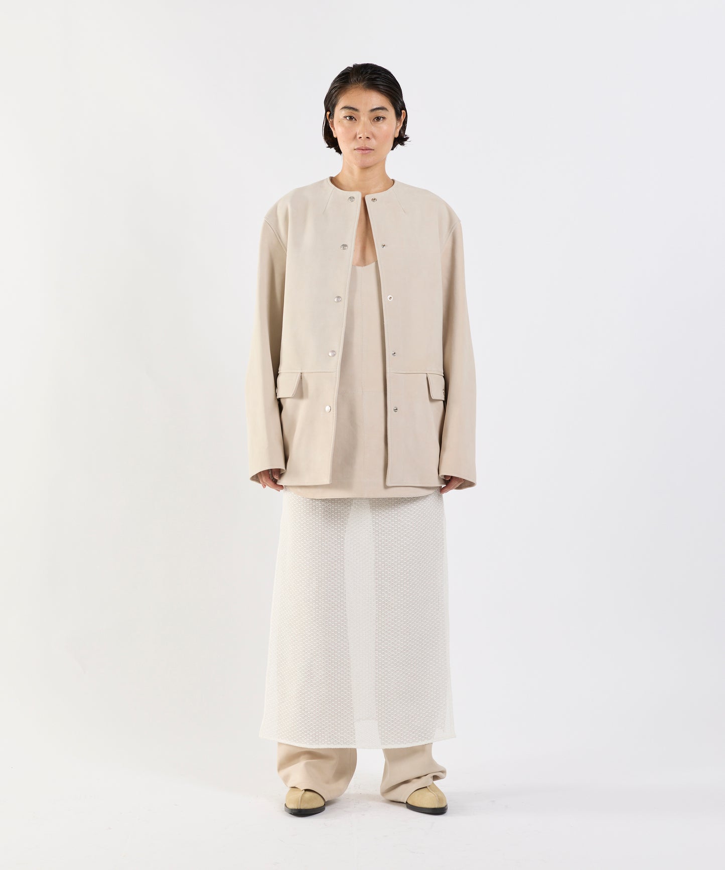 【26SS予約商品】Drawstring Mesh Skirt WHITE