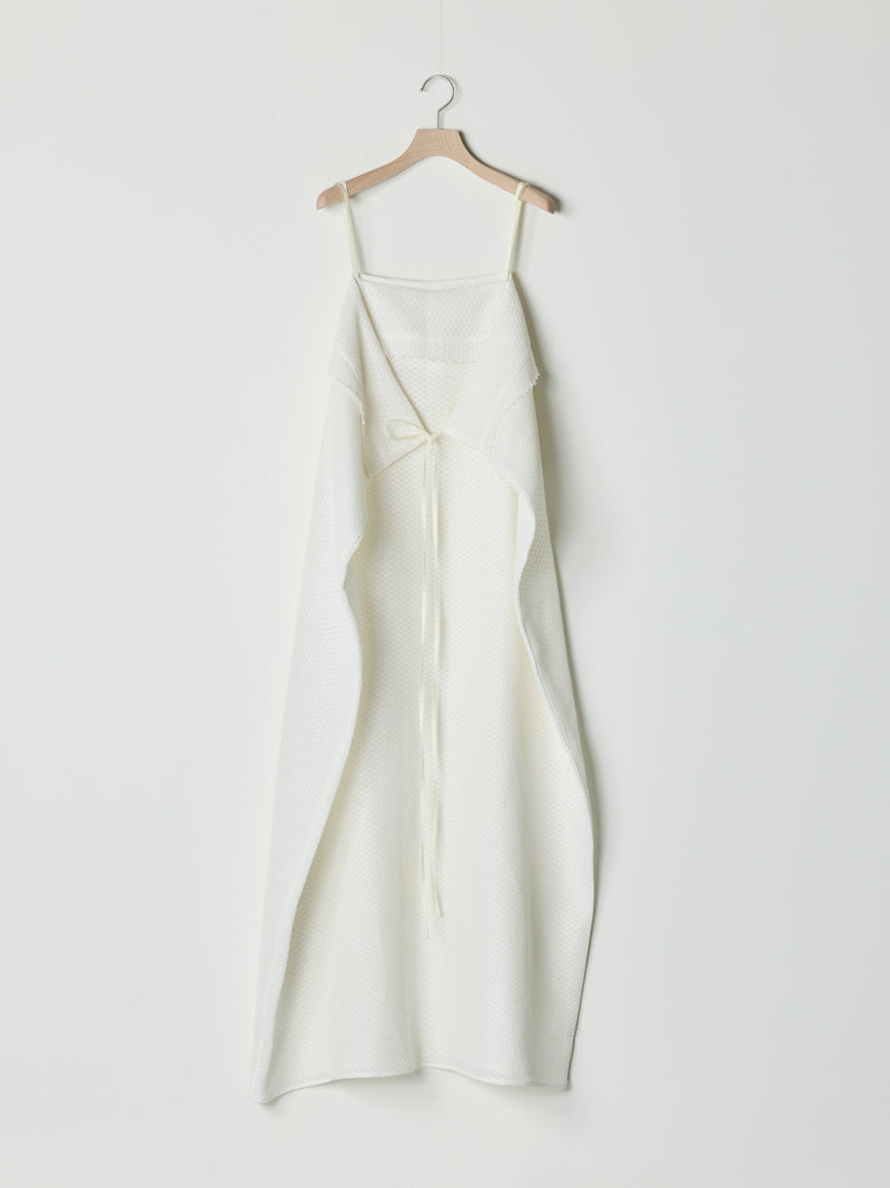 【26SS予約商品】Draped Mesh Slip Dress WHITE