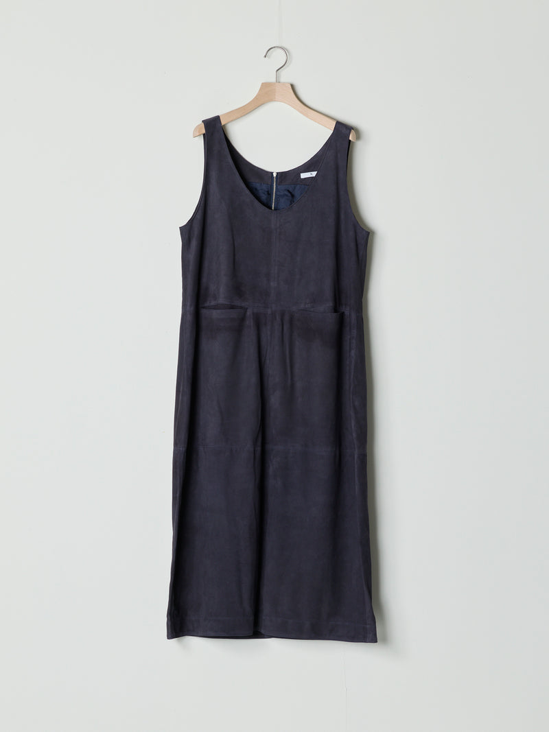 【26SS予約商品】Paneled Suede Dress NAVY