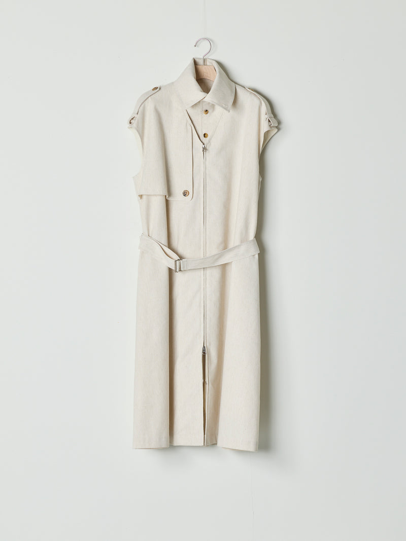 【26SS予約商品】Asymmetric Cape-Layer Dress IVORY