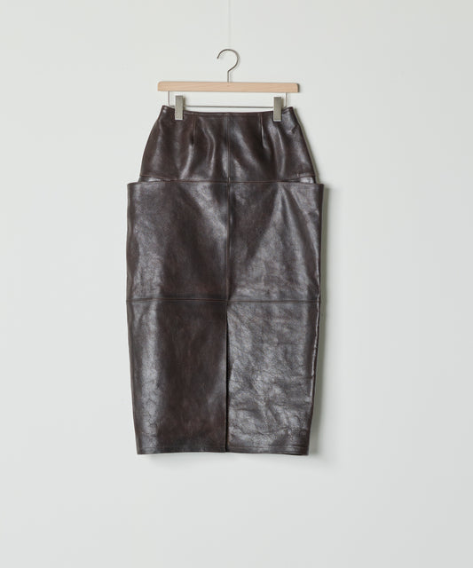 【26SS予約商品】Paneled Leather Skirt DK.BROWN