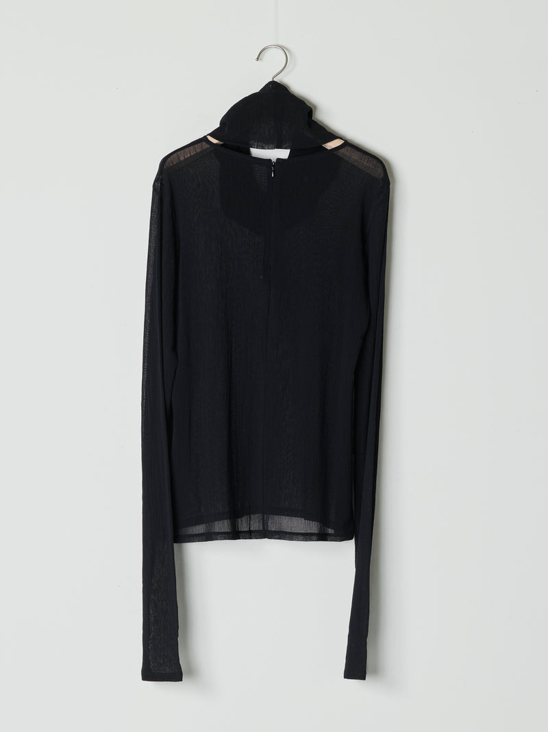 【26SS予約商品】Convertible Neck Mesh Top BLACK