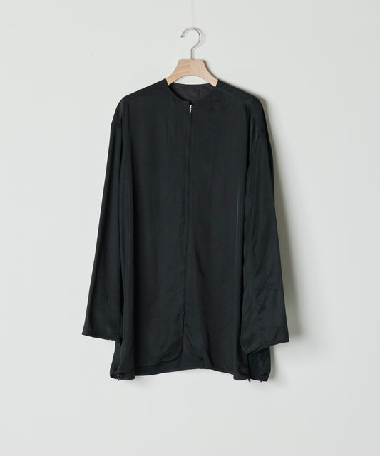 【26SS予約商品】Minimal Satin Zip-Up Blouse BLACK