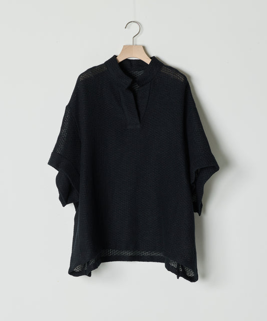 【26SS予約商品】Half-Sleeve Pullover Mesh Top BLACK