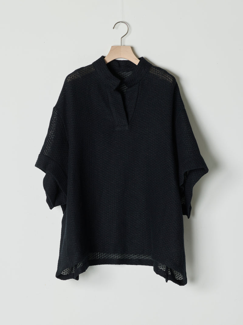 【26SS予約商品】Half-Sleeve Pullover Mesh Top BLACK