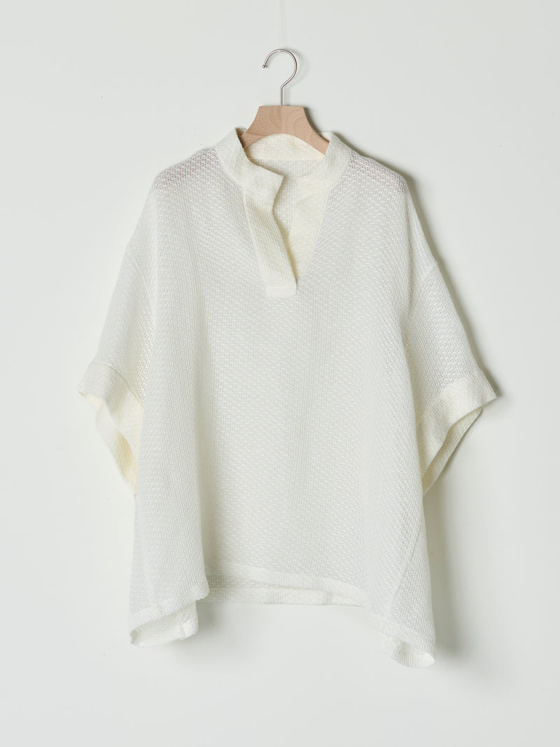 【26SS予約商品】Half-Sleeve Pullover Mesh Top WHITE