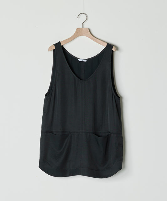 【26SS予約商品】Paneled Satin Tank Top BLACK